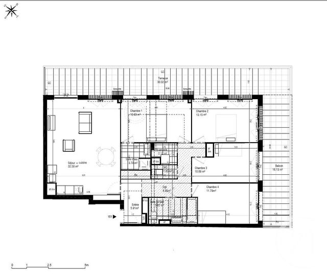 Appartement F5 à vendre - 5 pièces - 107.71 m2 - MASSY - 91 - ILE-DE-FRANCE - Century 21 Etude Ronsard