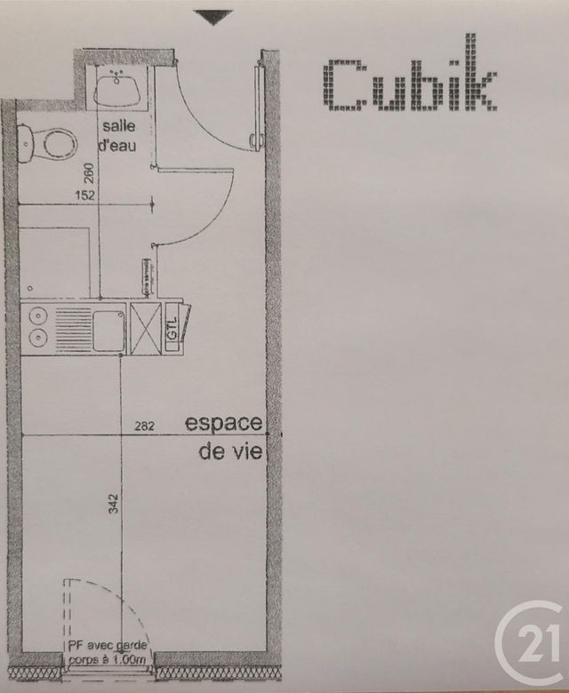 Appartement F1 à vendre - 1 pièce - 18.0 m2 - MASSY - 91 - ILE-DE-FRANCE - Century 21 Etude Ronsard